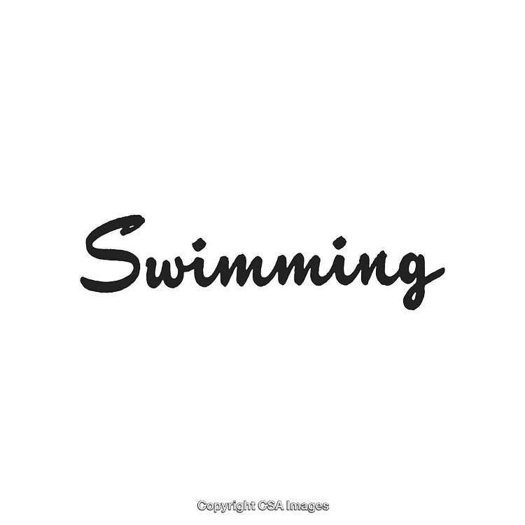 Handwritten Text Displaying the Word Swimming in Calligraphy Style