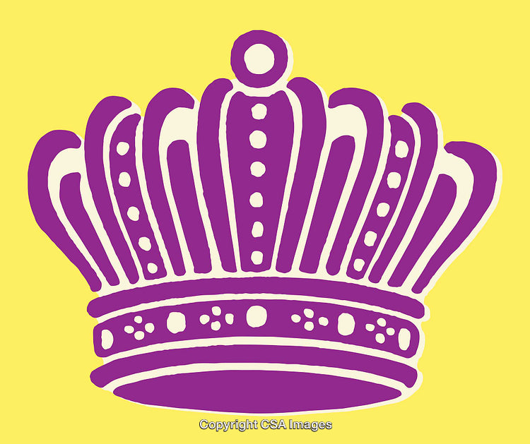 Purple Crown Illustration on Yellow Background Symbolizing Royalty and Elegance