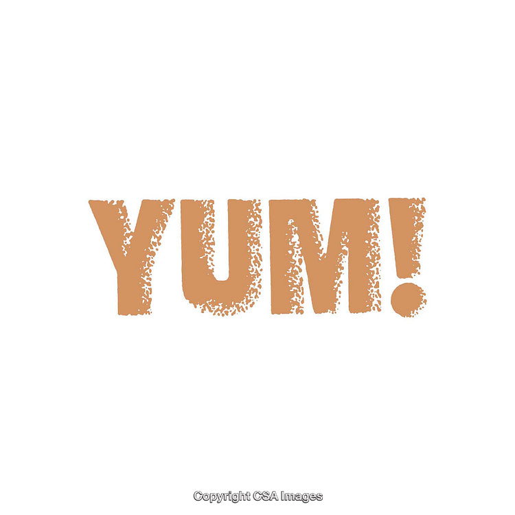 Illustration of the Word "Yum!" With Textured Lettering Style