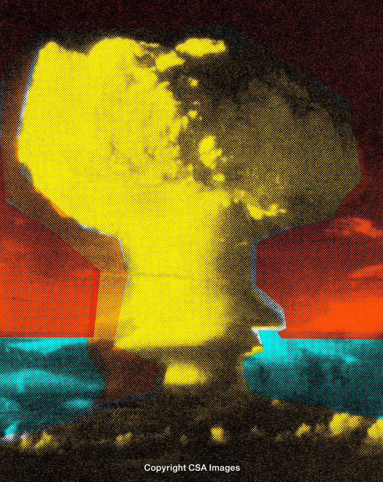 Dramatic Explosion with Colorful Stylized Halftone Design