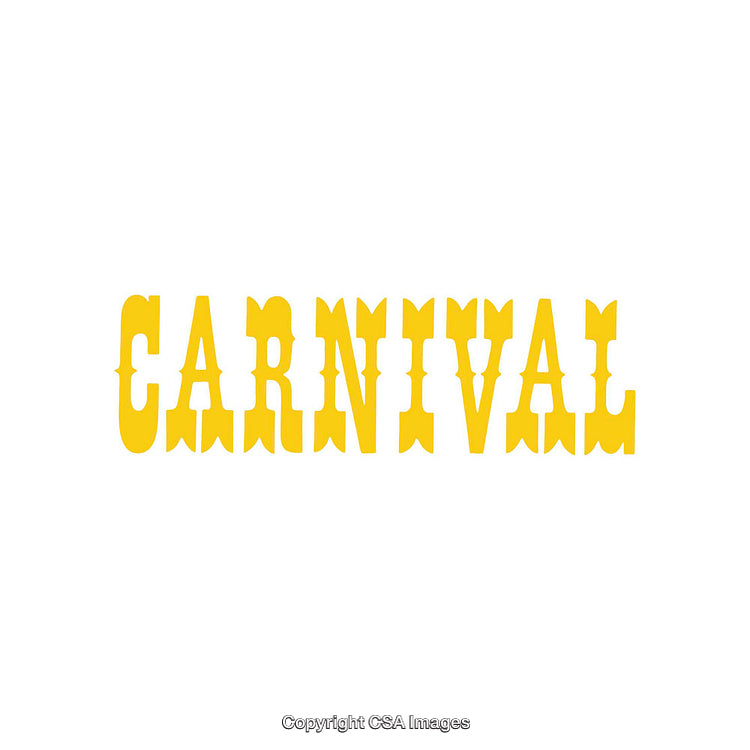 Vintage Yellow Carnival Text on Clean White Background