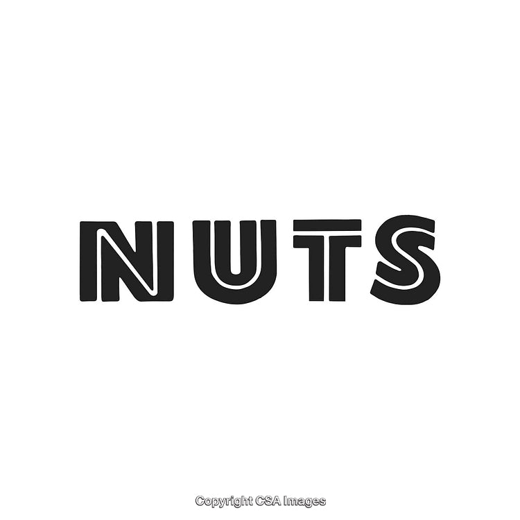 Bold Black Typography of the Word NUTS on a White Background