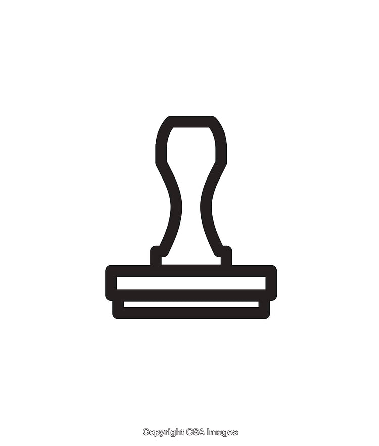 Minimalistic Black and White Icon Representing a Rubber Stamp