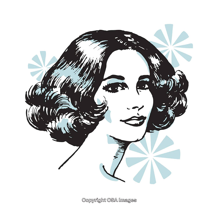 Retro Style Illustration of a Woman with Short Hairstyle and Graceful Features