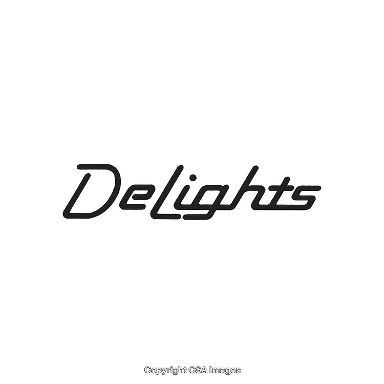 Minimalist Typography Featuring the Word 'Delights' in Stylish Script Font