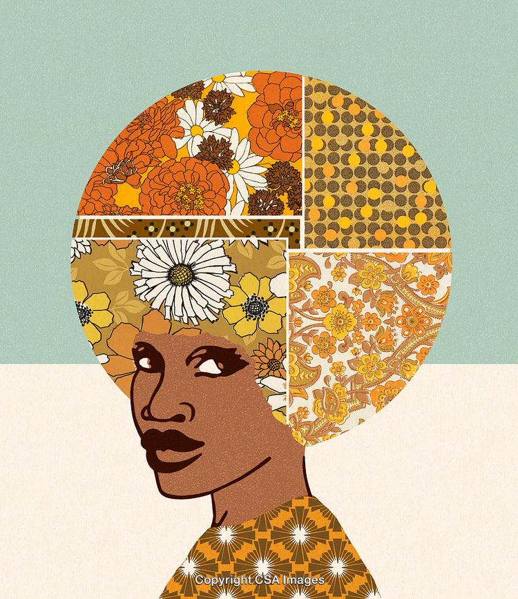 Stylized Portrait With Floral Patterns and Vintage Color Tones