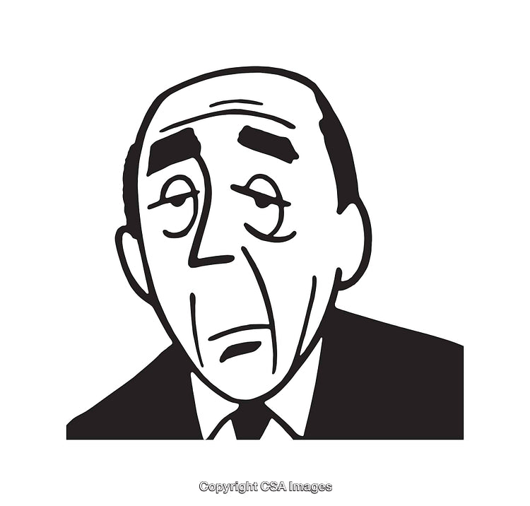 Black And White Line Art of a Contemplative Man's Face