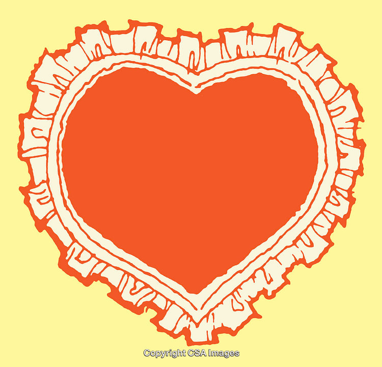 Heart-Shaped Illustration with Ornamental Border in Vibrant Colors