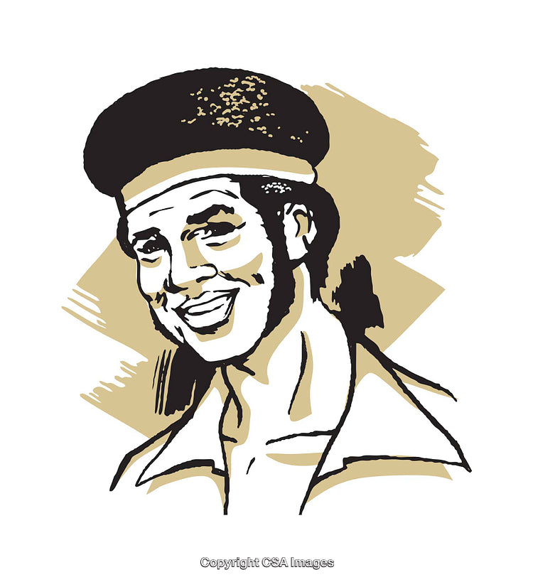 Retro Stylized Illustration of a Smiling Man With Afro Hairstyle
