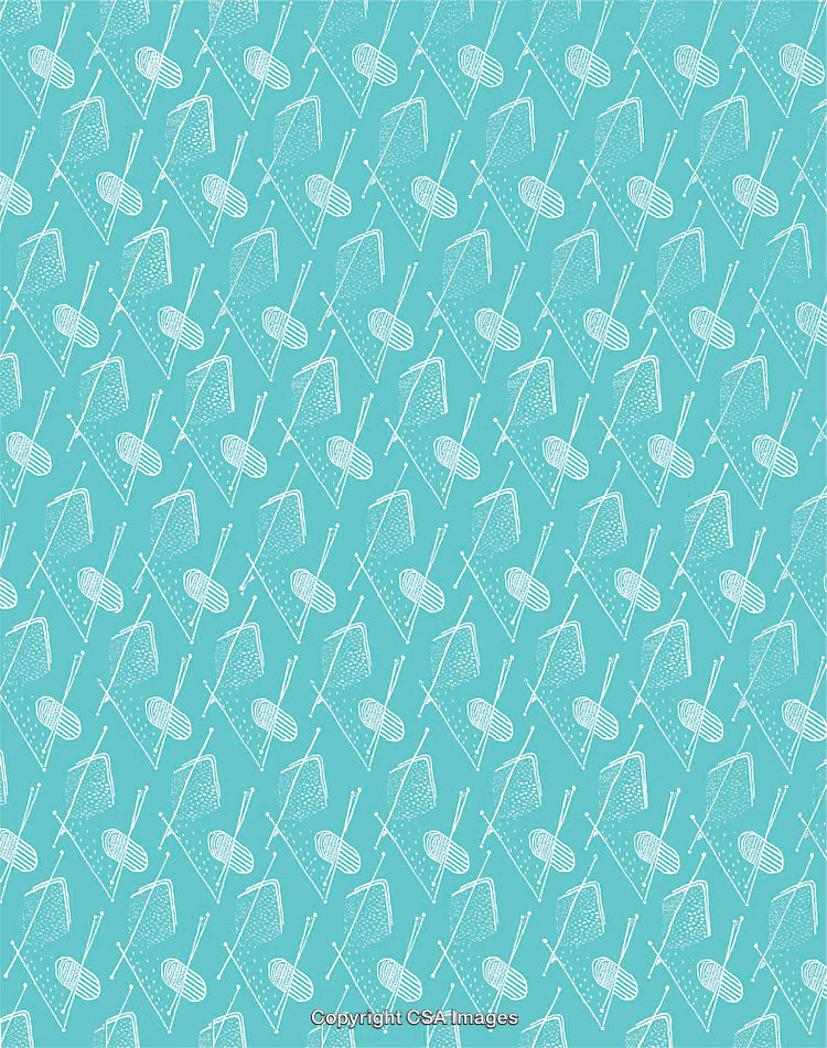 Knitting Motif Background Featuring Yarn Balls and Needles