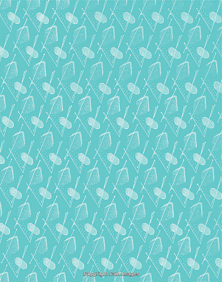 Knitting Motif Background Featuring Yarn Balls and Needles