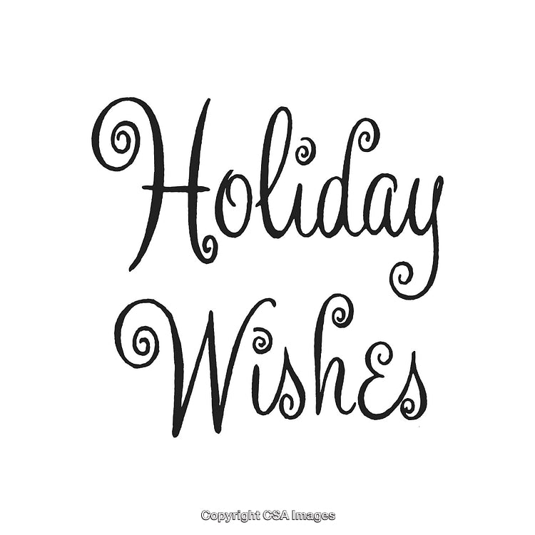 Elegant Holiday Wishes Text with Decorative Swirls on White Background
