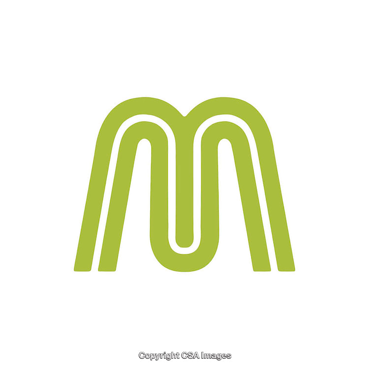 Minimalist Green Letter M Design with Contemporary Style on White Background