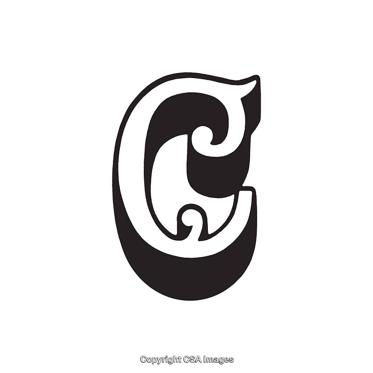 Elegant Monochrome Decorative Letter C With Swirled Design Patterns