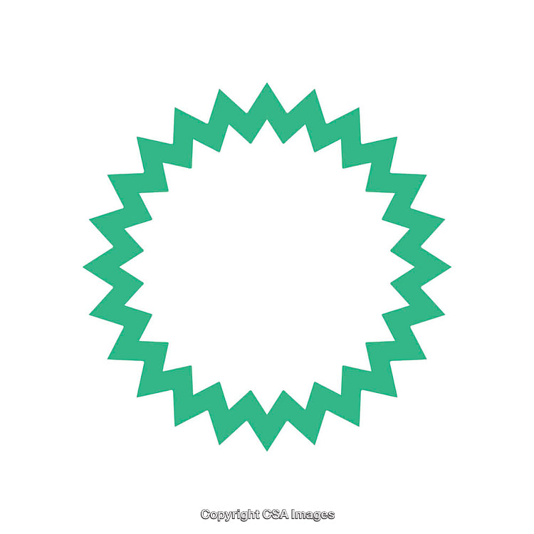 Green Starburst Shape Isolated on a White Background