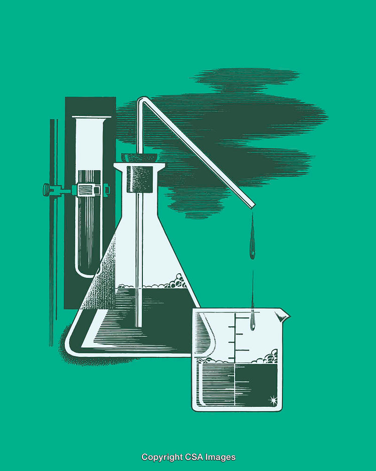 Retro Science-Themed Line Art Illustration Of Chemistry Equipment