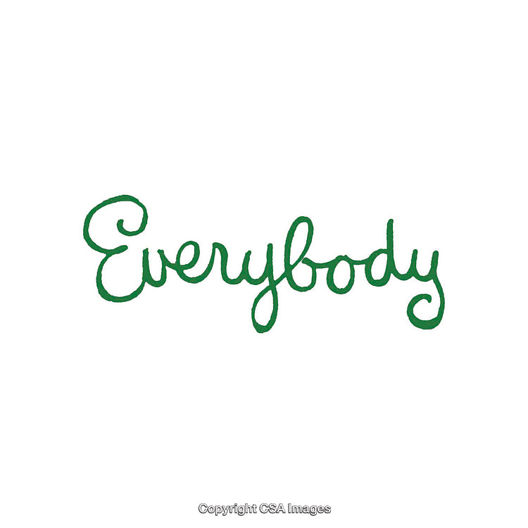 Green Handwritten Word 'Everybody' on White Background Symbolizing Inclusivity