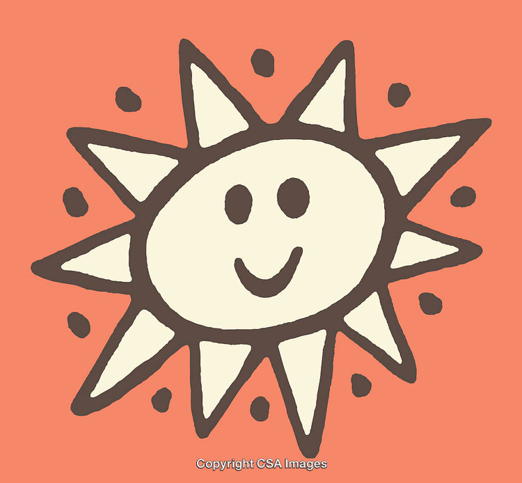 Cheerful Sun Drawing with a Happy Face and Vibrant Colors