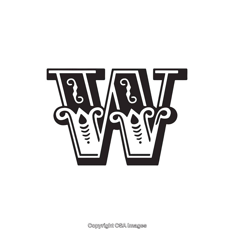 Intricate Decorative Illustration of the Letter W in Elegant Style