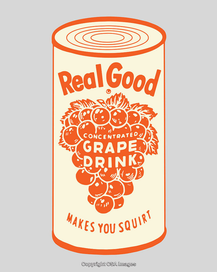 Retro Styled Grape Drink Line Art Illustration in Vibrant Colors