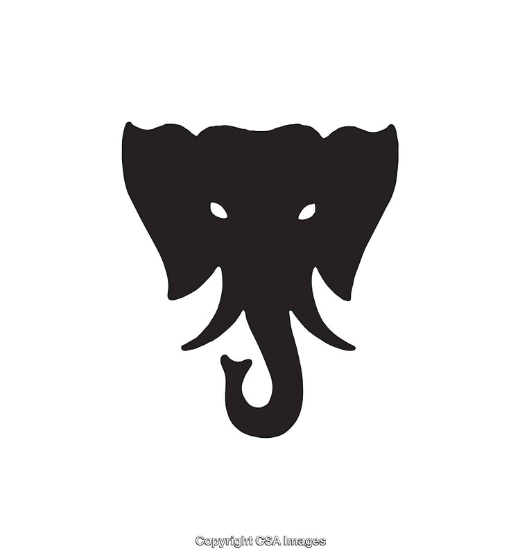 Minimalist Black and White Elephant Silhouette Icon Design