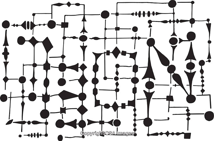 Abstract Black and White Pattern with Geometric and Organic Shapes
