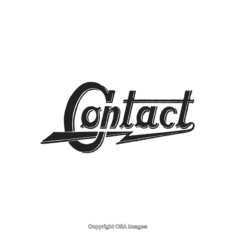 Bold Retro Typography Design of the Word 'Contact' with Stylish Elements