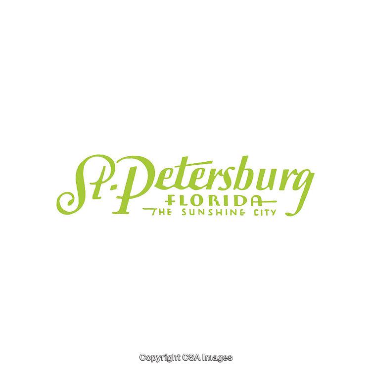 Green Typography Art Featuring St. Petersburg Florida Text and Sunshine City Motto