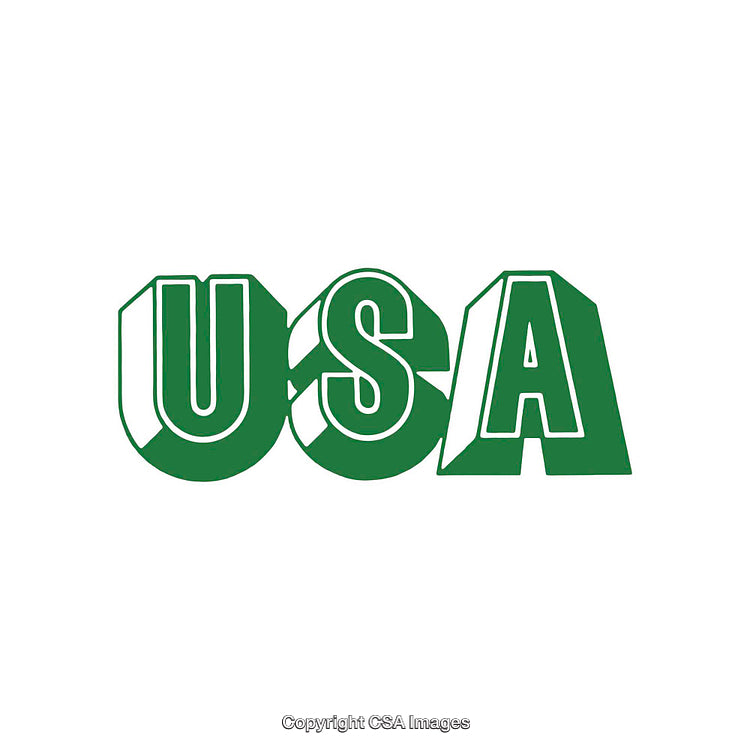 Green USA Text Design Featuring Bold Letters on a White Background