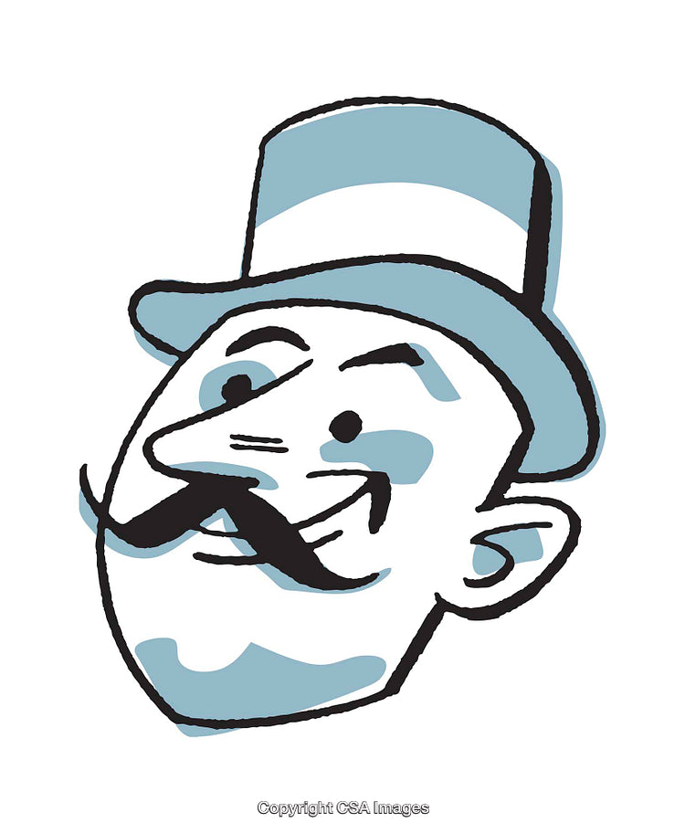 Playful Illustration of a Top-Hatted Smiling Mustached Character