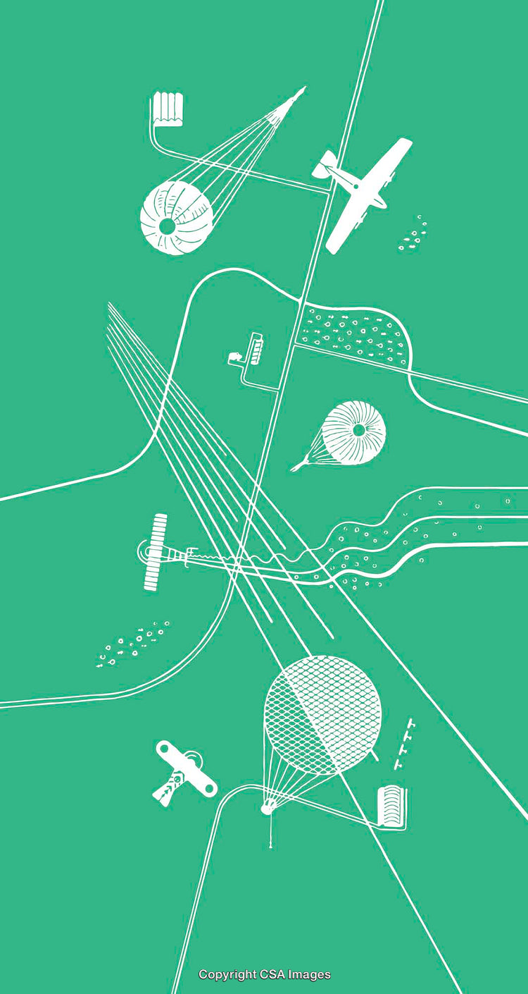 Minimalist Graphic with Aeronautical and Scientific Exploration Elements