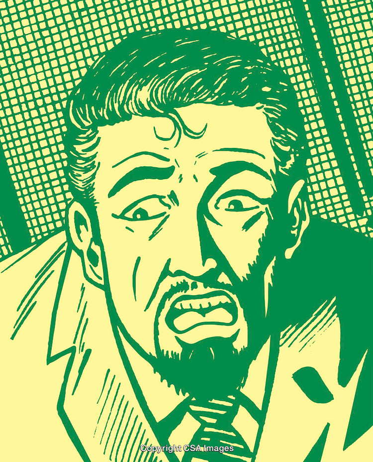 Comic Style Illustration of a Shocked Businessperson in a Vintage Design