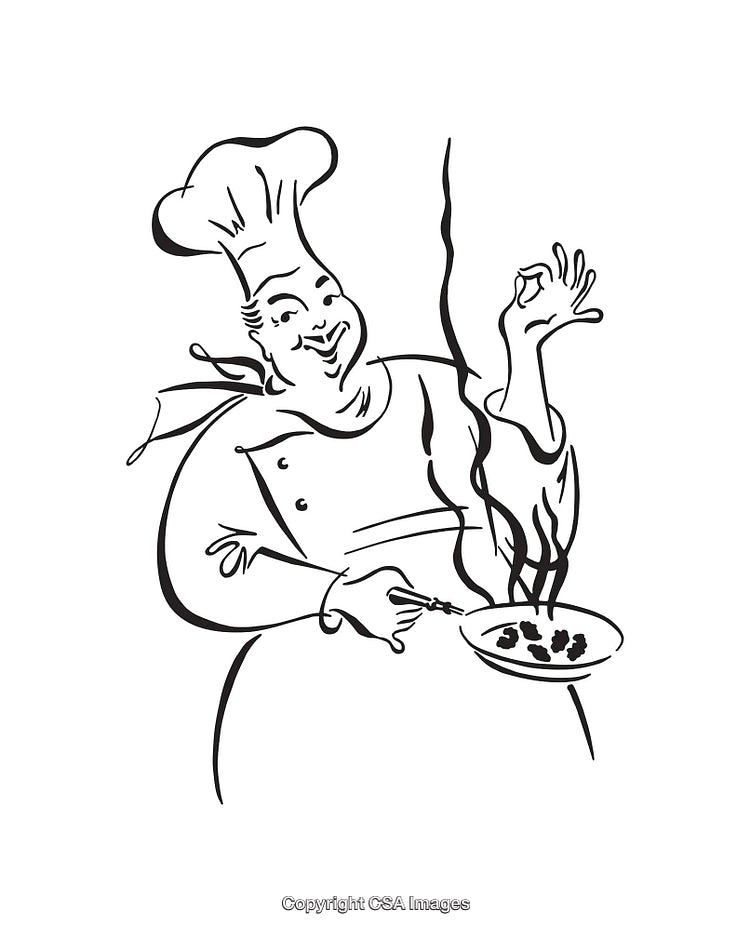 Chef Line Art Illustration Depicting Cooking and Culinary Enthusiasm