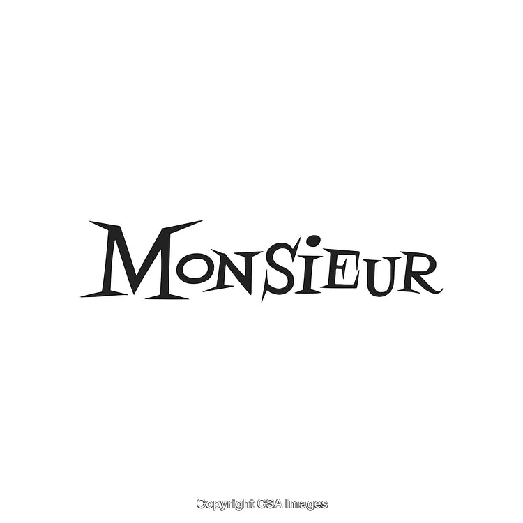 Stylized Typography of 'Monsieur' with Elegant Black Lettering Design