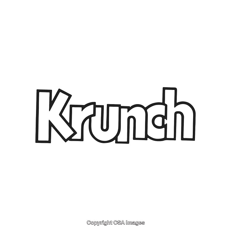 Krunch Text Graphic in Bold Outline Font on White Background
