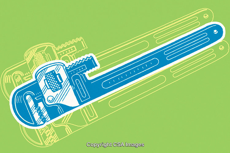 Illustrative Depiction of a Wrench Tool on a Vibrant Green Background