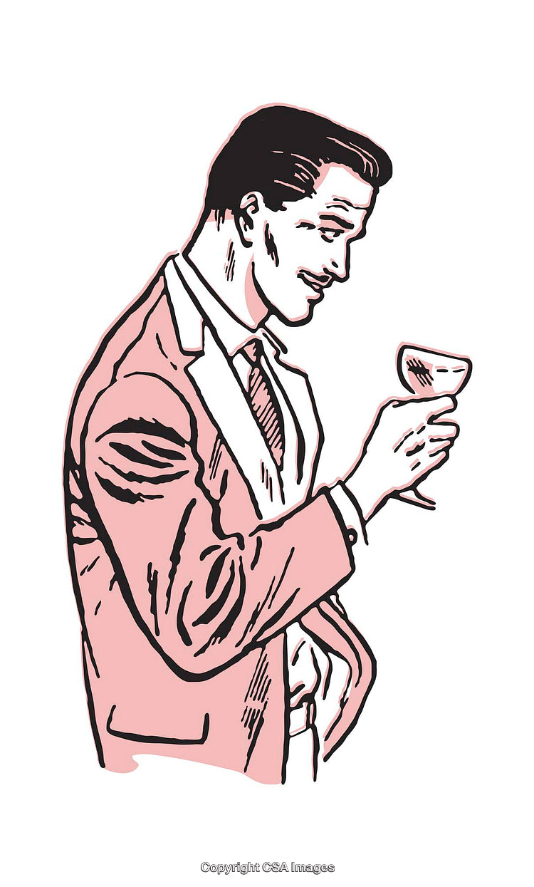 Vintage Illustration of a Man Toasting with a Drink in Hand