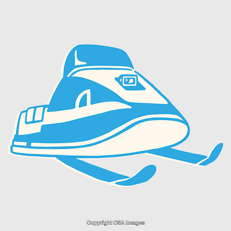 Blue and White Line Art Illustration of a Snowmobile Design