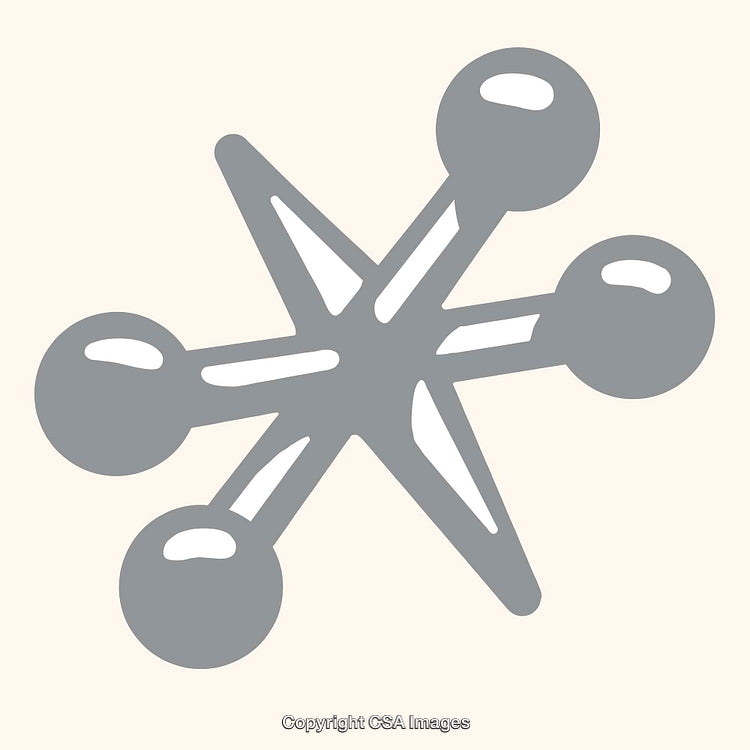 Abstract Atomic Symbol Art in Gray Tones on Light Background