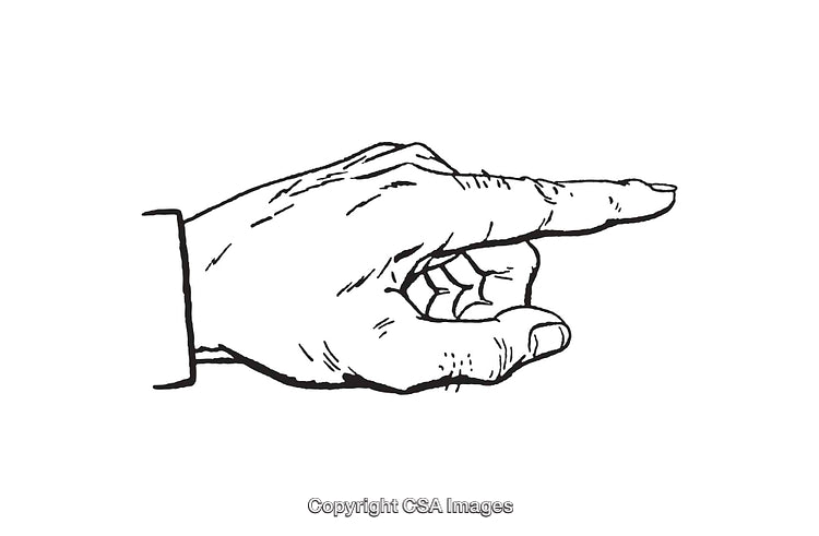 Black And White Line Art Illustration of a Pointing Hand