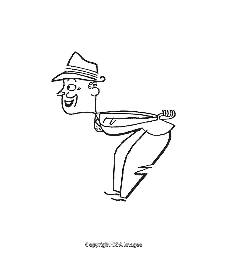 Black and White Line Art Illustration of a Funny Cartoon Character