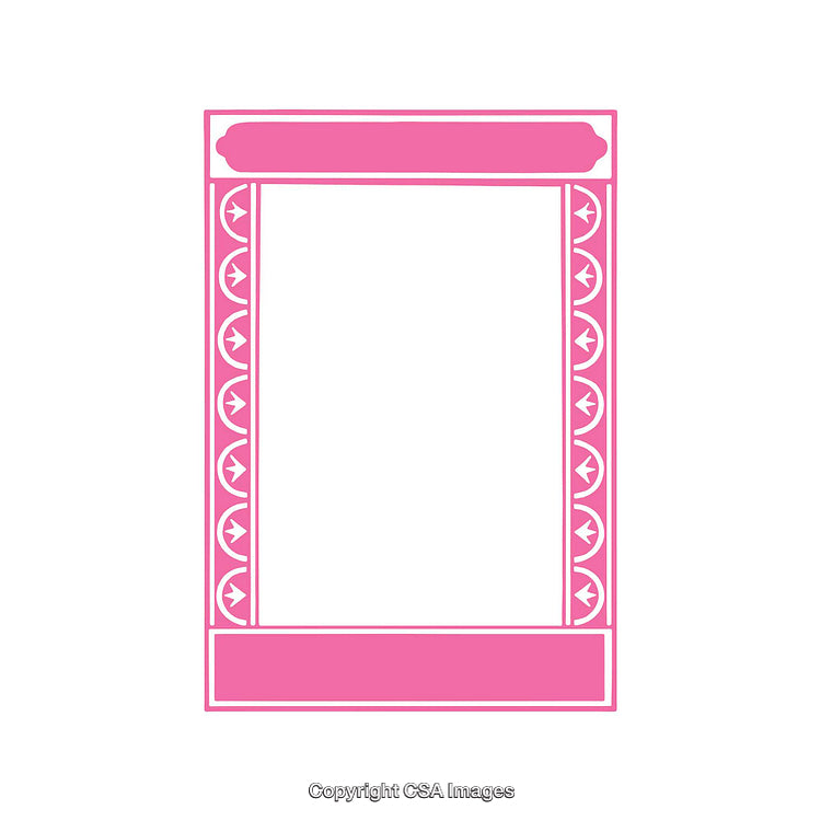 Pink Decorative Border with Ornamental Patterns and Blank Space for Custom Designs
