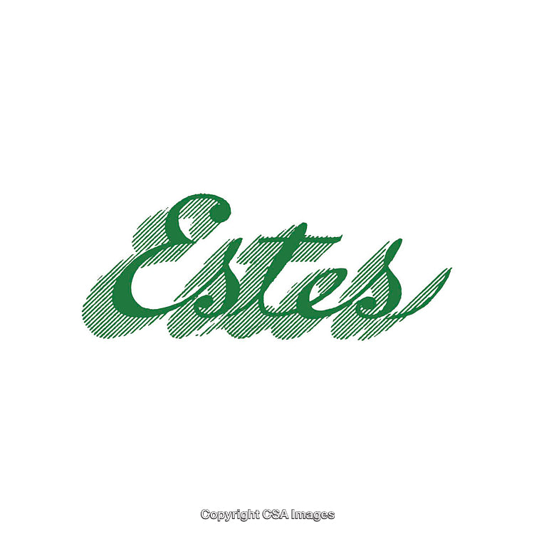 Green Retro Script Font 'Estes' Design on White Background