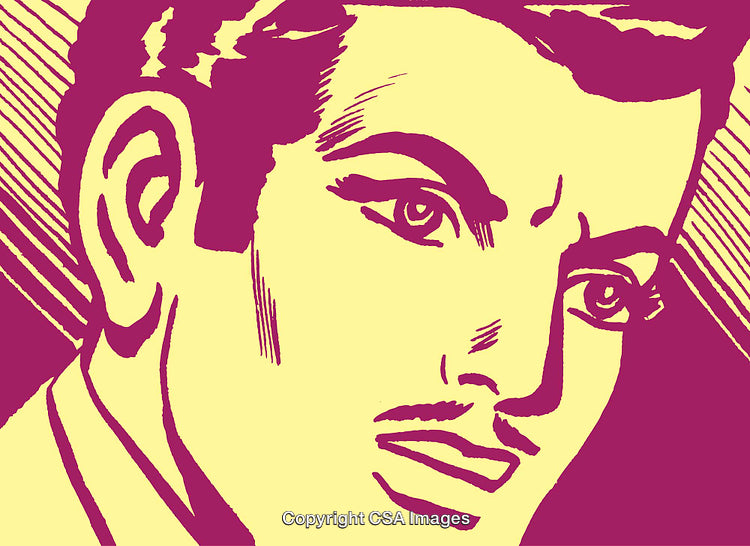 Close-Up of Man in Retro Pop Art Style Illustration