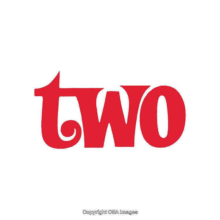 Red Artistic Font Depicting the Word Two with Bold Styling