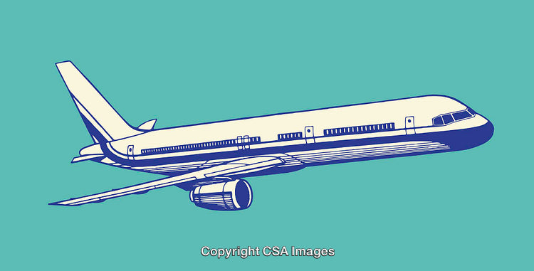 Illustration of a Commercial Aircraft in Retro Color Style