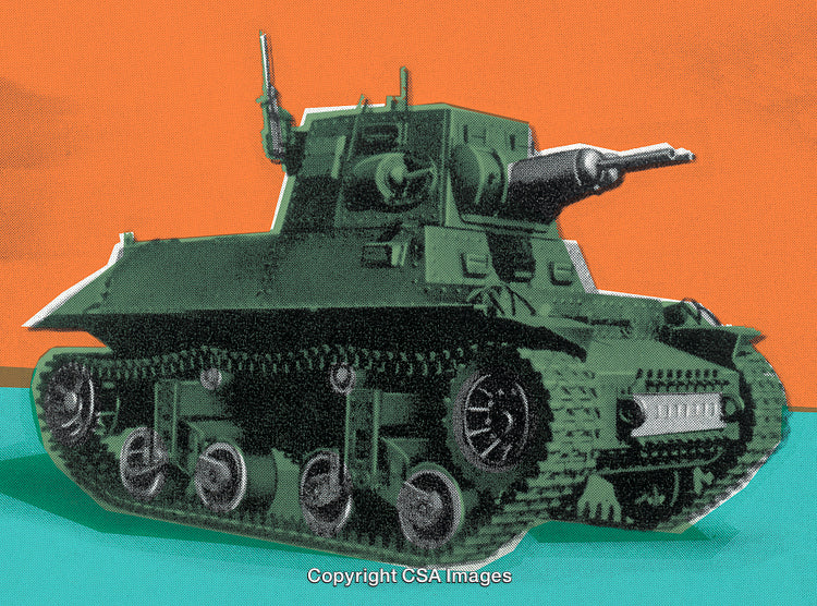 Vintage Stylized Illustration of a Military Tank in Artistic Style