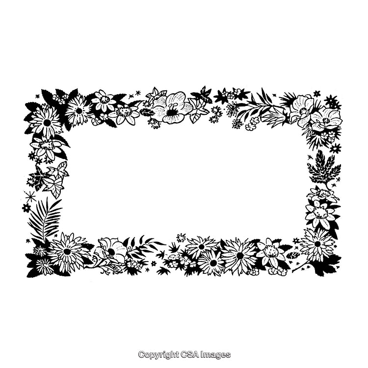 Elegant Floral Black and White Frame With Hand-Drawn Details