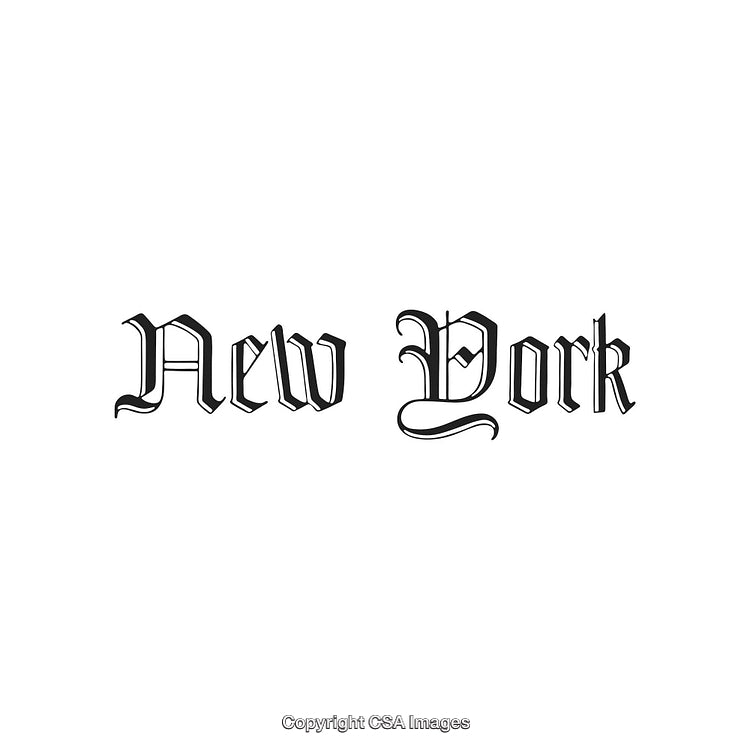 Elegant Gothic New York Text Design on White Background
