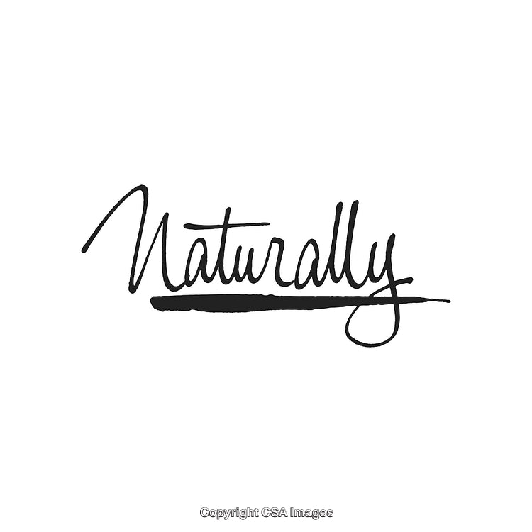 Handwritten Naturally Word Text With Underline on White Background